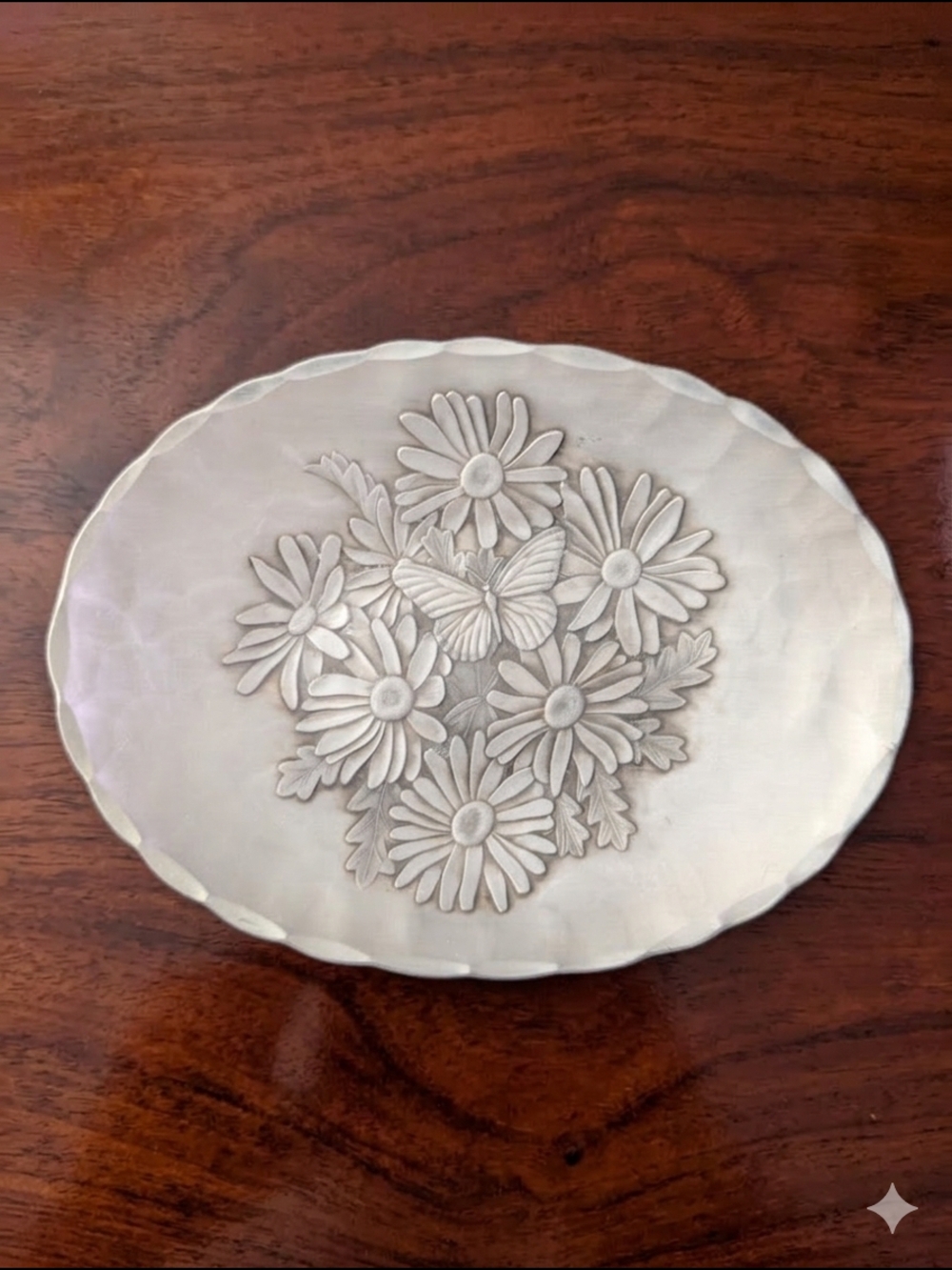 Wendell August Forge Hand-Hammered Aluminum Plate – Daisies & Butterfly